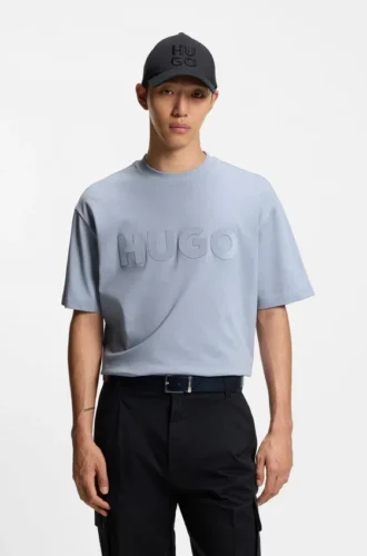Cotton-jersey T-shirt with reflective logo