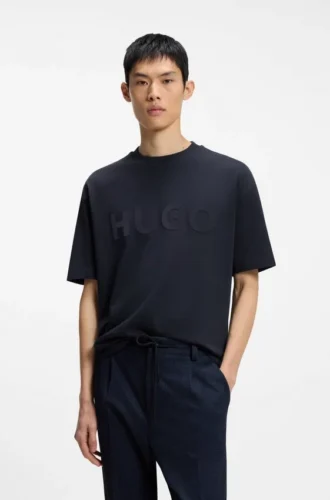 Cotton-jersey T-shirt with reflective logo