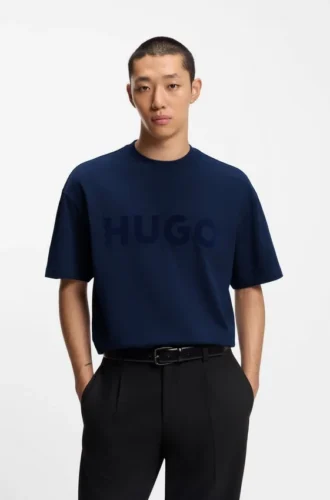 Cotton-jersey T-shirt with reflective logo