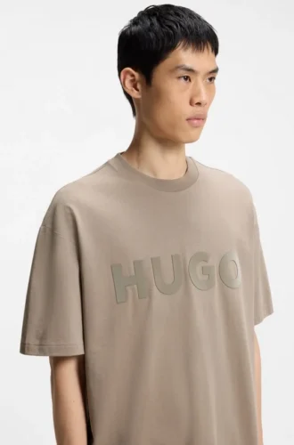 Cotton-jersey T-shirt with reflective logo