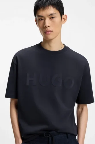 Cotton-jersey T-shirt with reflective logo