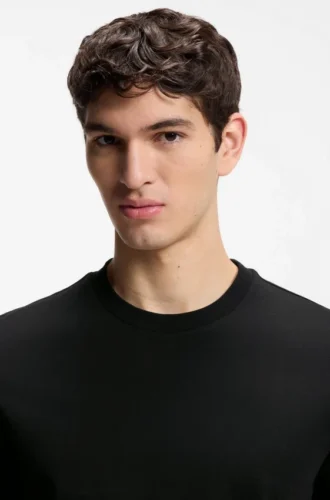 Cotton-jersey T-shirt with signature-stripe cuffs