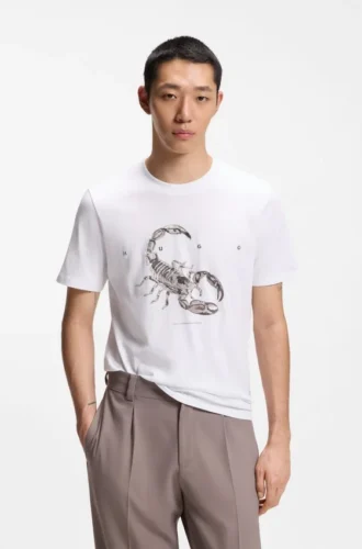 Cotton-jersey T-shirt with spaced-out logo