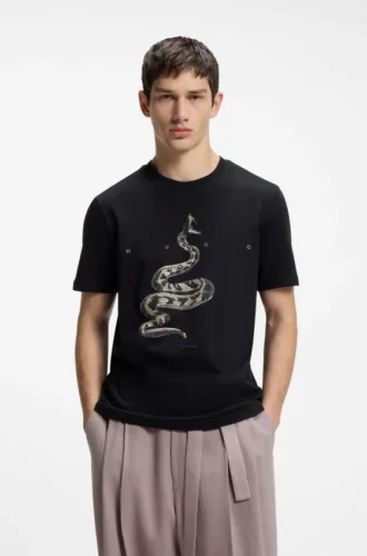 Cotton-jersey T-shirt with spaced-out logo