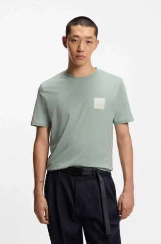 Cotton-jersey T-shirt with split-logo print