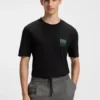 Cotton-jersey T-shirt with split-logo print