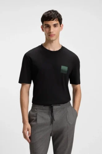 Cotton-jersey T-shirt with split-logo print