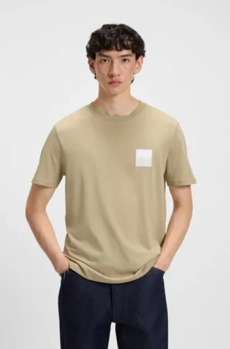 Cotton-jersey T-shirt with split-logo print