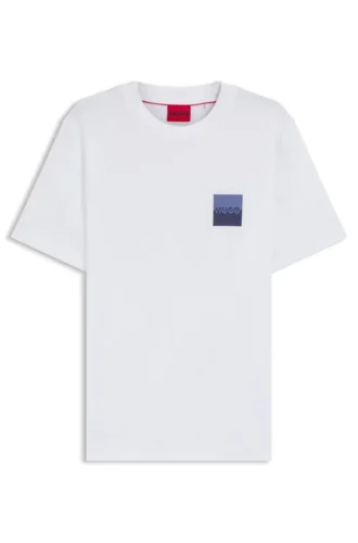 Cotton-jersey T-shirt with split-logo print