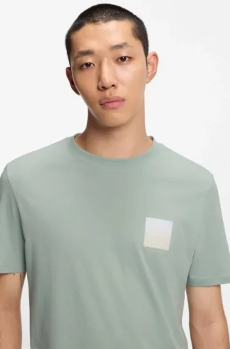 Cotton-jersey T-shirt with split-logo print