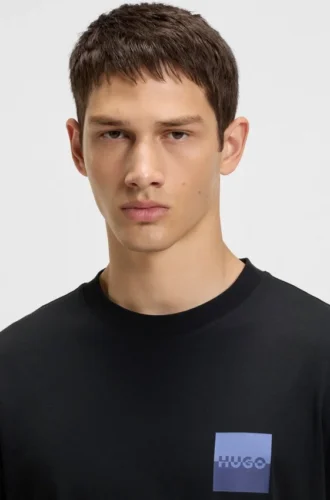 Cotton-jersey T-shirt with split-logo print