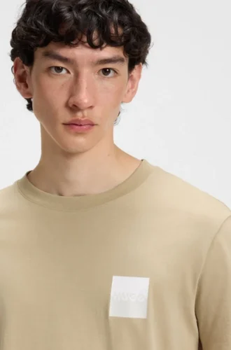 Cotton-jersey T-shirt with split-logo print
