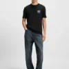 Cotton-jersey T-shirt with split-logo print