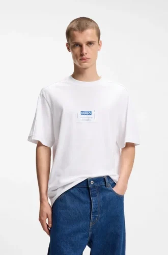 Cotton-jersey T-shirt with workwear logo label