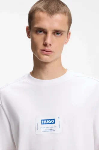Cotton-jersey T-shirt with workwear logo label