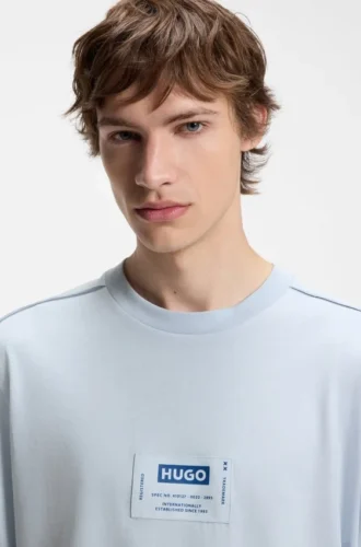 Cotton-jersey T-shirt with workwear logo label