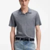 Cotton-linen polo shirt with Johnny collar