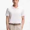 Cotton-linen polo shirt with Johnny collar