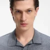 Cotton-linen polo shirt with Johnny collar