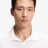 Cotton-linen polo shirt with Johnny collar
