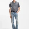 Cotton-linen polo shirt with Johnny collar