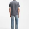 Cotton-linen polo shirt with Johnny collar