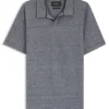 Cotton-linen polo shirt with Johnny collar