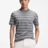 Cotton-linen T-shirt with horizontal stripe