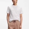 Cotton-linen T-shirt with horizontal stripe