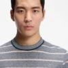 Cotton-linen T-shirt with horizontal stripe