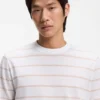 Cotton-linen T-shirt with horizontal stripe