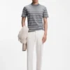 Cotton-linen T-shirt with horizontal stripe