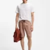 Cotton-linen T-shirt with horizontal stripe