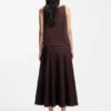 Cotton-linen top with V neckline