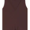 Cotton-linen top with V neckline