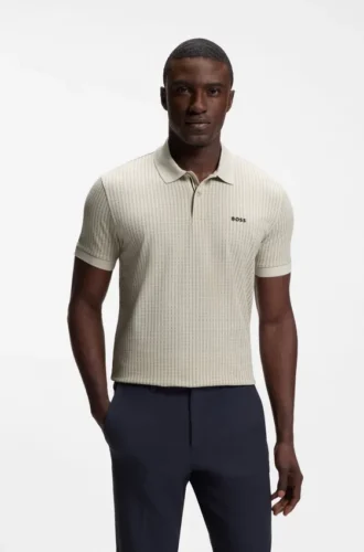 Cotton-piqué polo shirt with all-over print
