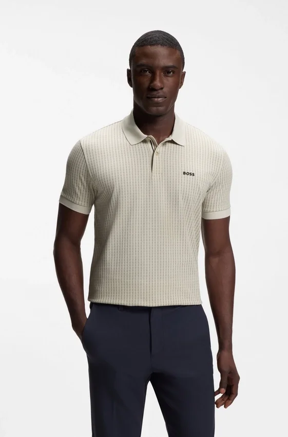Cotton-piqué polo shirt with all-over print Cotton-piqué polo shirt with all-over print