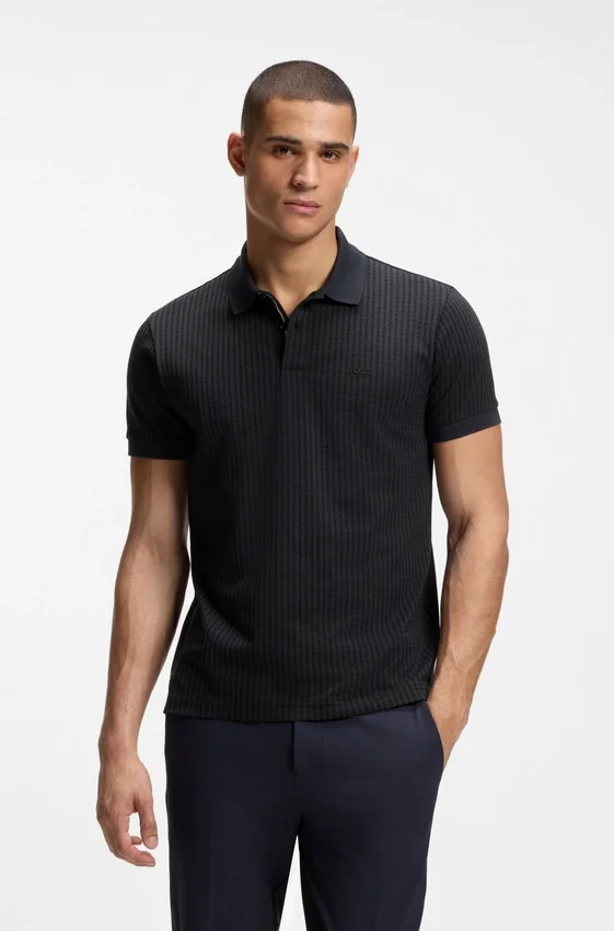 Cotton-piqué polo shirt with all-over print Cotton-piqué polo shirt with all-over print