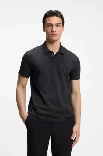 Cotton-piqué polo shirt with all-over print
