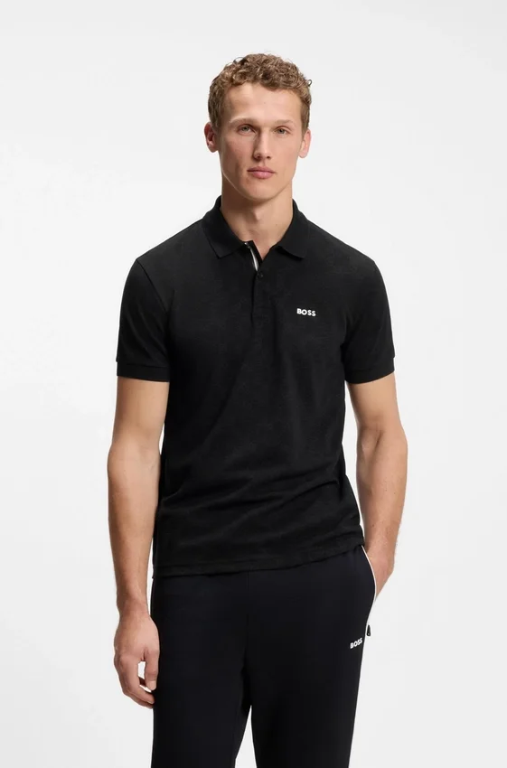 Cotton-piqué polo shirt with all-over print Cotton-piqué polo shirt with all-over print