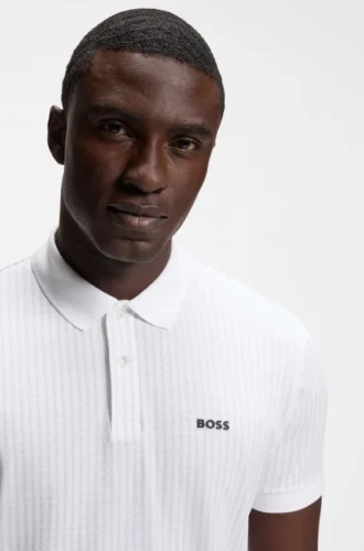 Cotton-piqué polo shirt with all-over print
