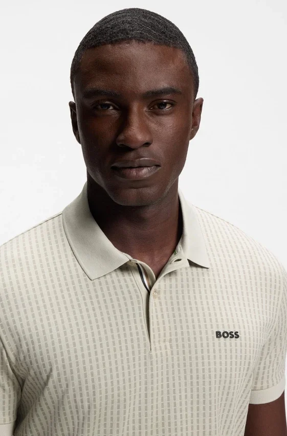 Cotton-piqué polo shirt with all-over print Cotton-piqué polo shirt with all-over print