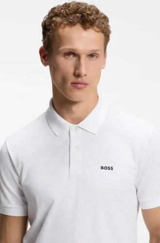 Cotton-piqué polo shirt with all-over print