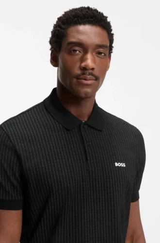 Cotton-piqué polo shirt with all-over print