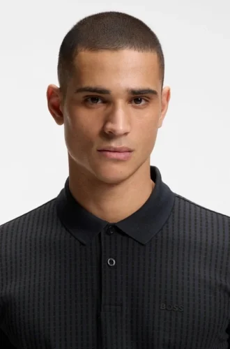 Cotton-piqué polo shirt with all-over print