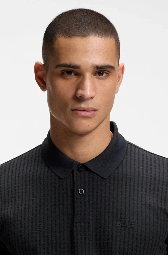 Cotton-piqué polo shirt with all-over print Cotton-piqué polo shirt with all-over print