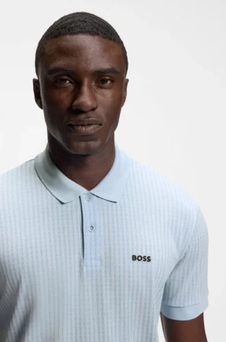 Cotton-piqué polo shirt with all-over print