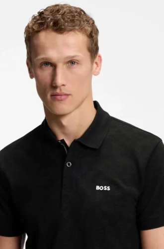 Cotton-piqué polo shirt with all-over print