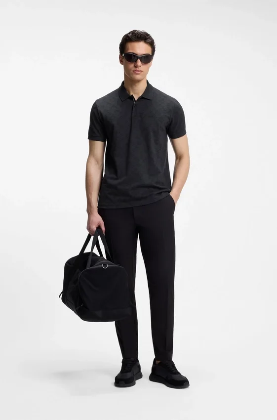 Cotton-piqué polo shirt with all-over print Cotton-piqué polo shirt with all-over print
