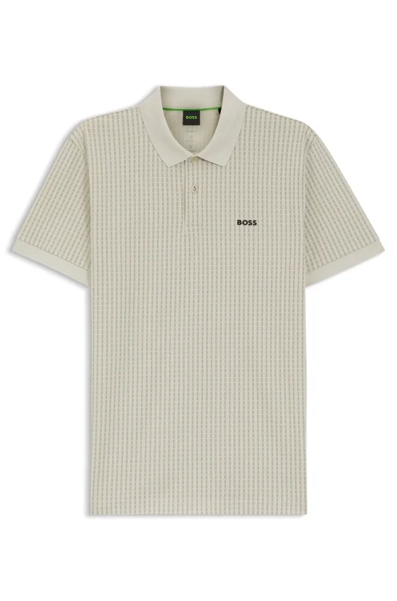 Cotton-piqué polo shirt with all-over print Cotton-piqué polo shirt with all-over print